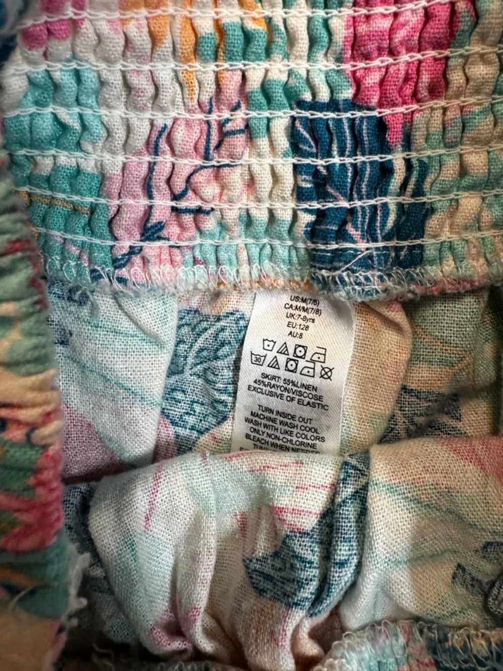Girls Tommy Bahama 2-Piece Pink and Green Belly Shirt and Floral Skirt Sz 7/8